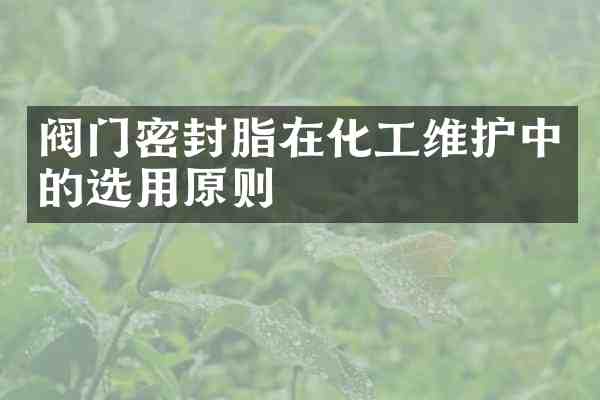 阀门密封脂在化工维护中的选用原则