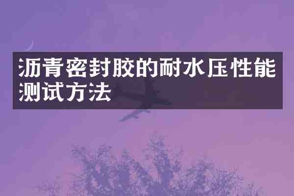 沥青密封胶的耐水压性能测试方法