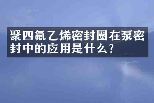 聚四氟乙烯密封圈在泵密封中的应用是什么?